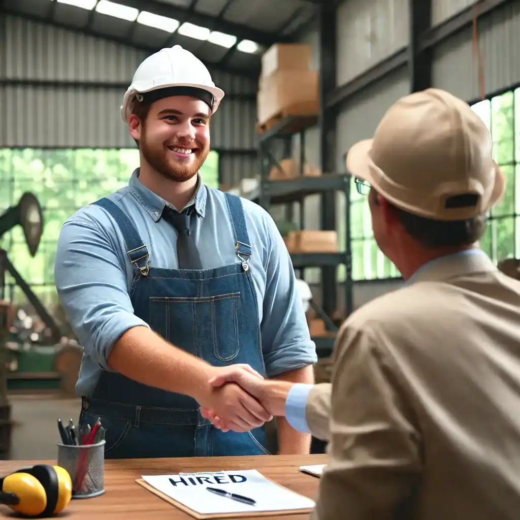 Trabajador estrechando la mano de un empleador